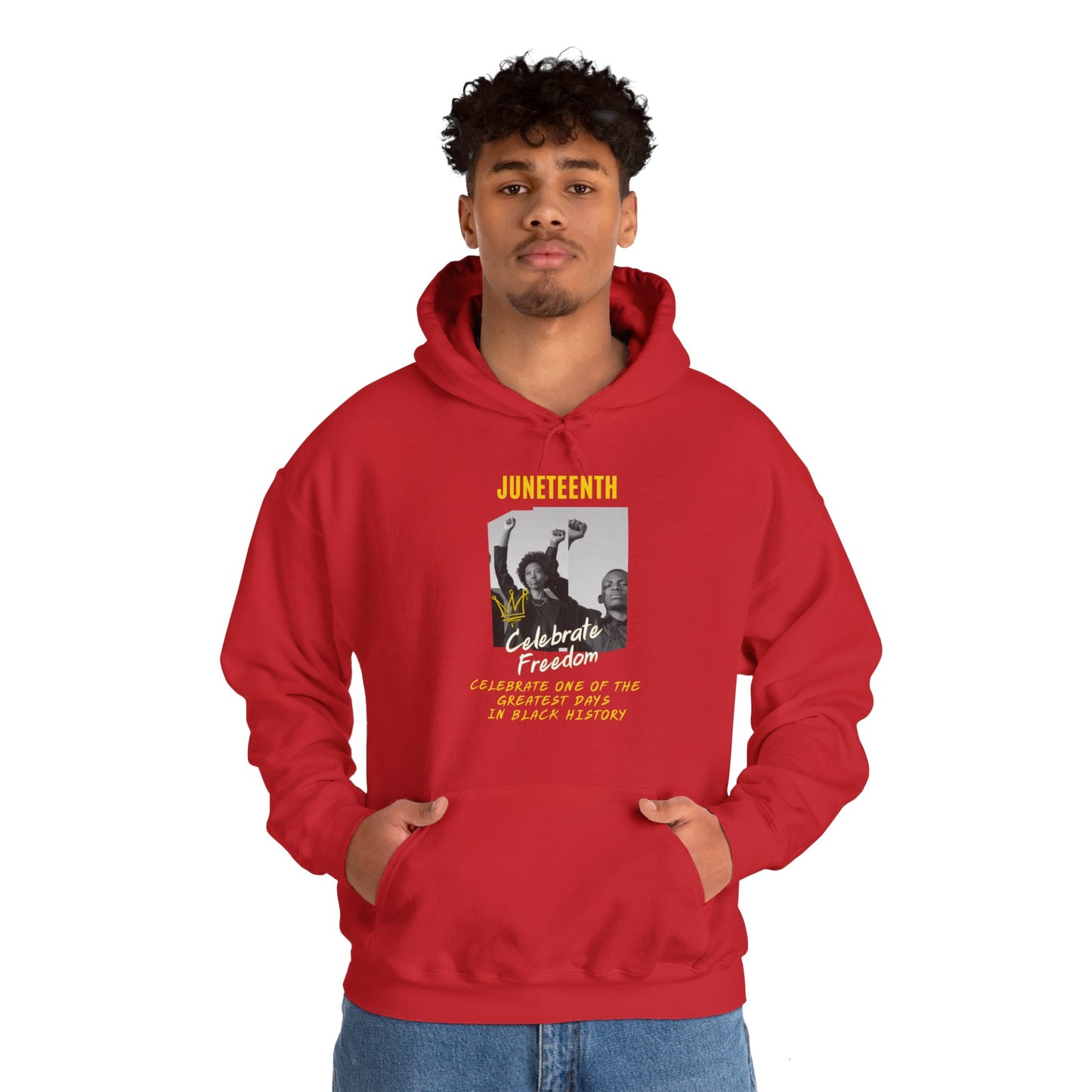 Juneteenth, Celebrate Freedom, gold text, Hoodie