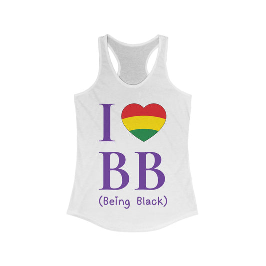 I Heart Being Black, purple text, Women's Ideal Racerback Tank