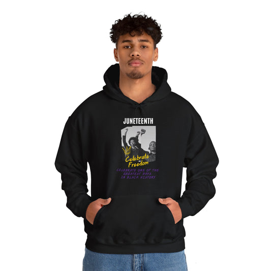 Juneteenth, Celebrate Freedom, white text, Hoodie