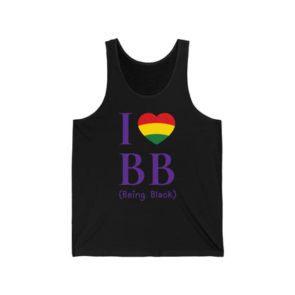 I Love Being Black, purple text, Tank Top