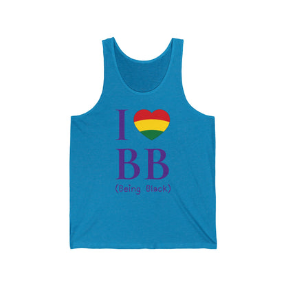 I Love Being Black, purple text, Tank Top