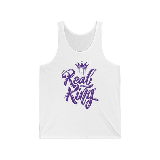 Real King, purple text, Tank Top