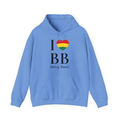 I Heart Being Black Hoodie, black text, Hoodie