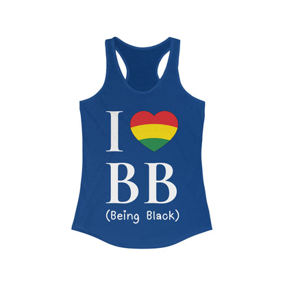 I Heart Being Black, white text, Women's Ideal Racerback Tank