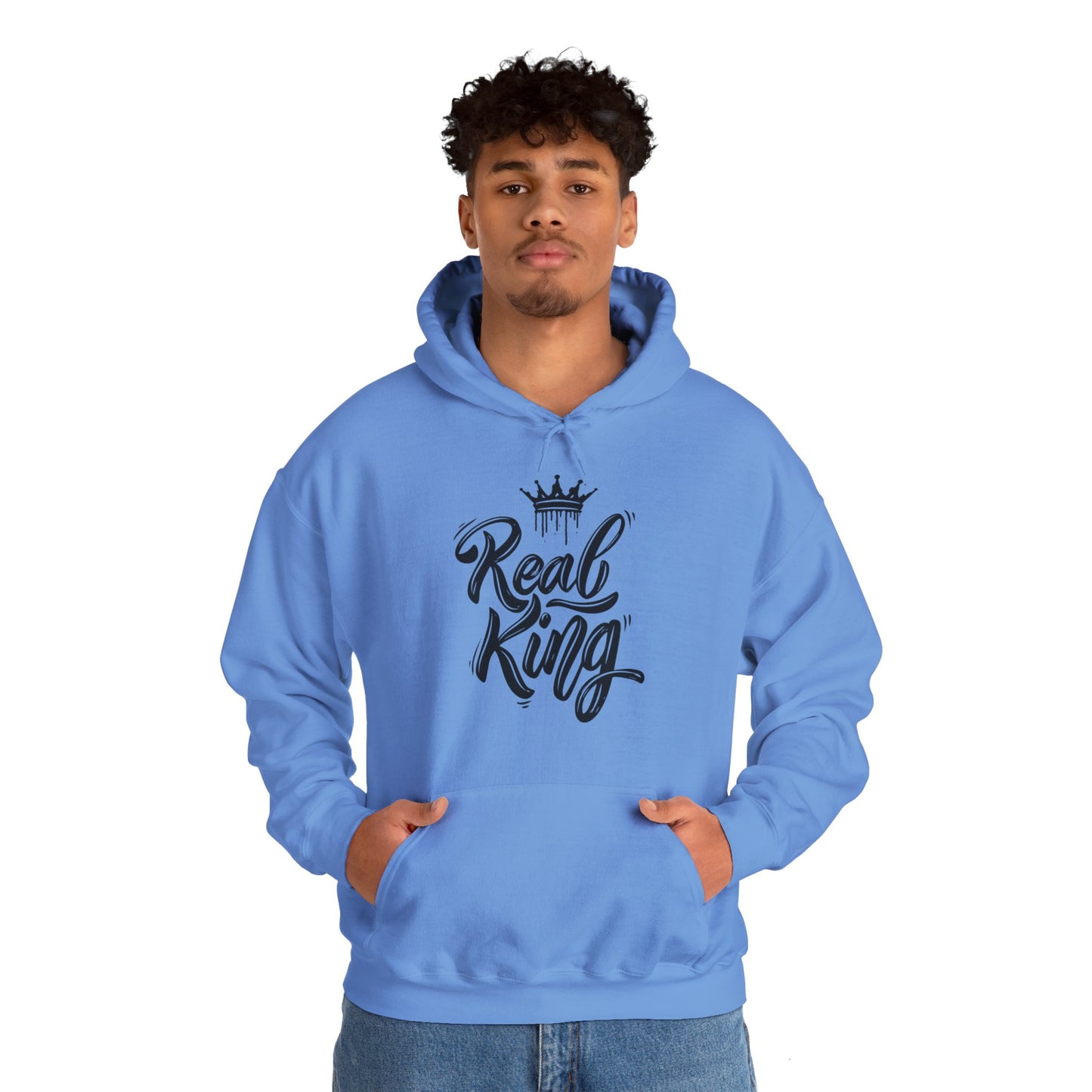 Real King, black text, Hoodie